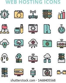 web hosting iconset with 25 item and colorful style