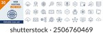 Web Hosting line icon set. Set of 30 outline icons related to server, data, domain, internet, and more. Linear icon collection. Web Hosting outline icons collection. Editable stroke.
