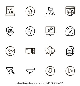Web hosting line icon set. Collection of high quality black outline logo for web site design and mobile apps. Vector illustration on a white background
