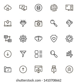 Web hosting line icon set. Collection of high quality black outline logo for web site design and mobile apps. Vector illustration on a white background