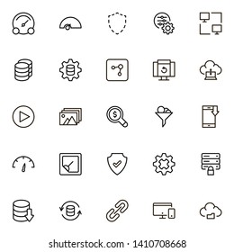Web hosting line icon set. Collection of high quality black outline logo for web site design and mobile apps. Vector illustration on a white background
