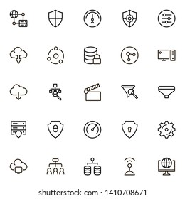 Web hosting line icon set. Collection of high quality black outline logo for web site design and mobile apps. Vector illustration on a white background