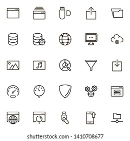 Web hosting line icon set. Collection of high quality black outline logo for web site design and mobile apps. Vector illustration on a white background