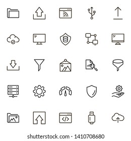 Web hosting line icon set. Collection of high quality black outline logo for web site design and mobile apps. Vector illustration on a white background
