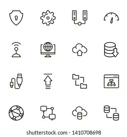 Web hosting line icon set. Collection of high quality black outline logo for web site design and mobile apps. Vector illustration on a white background