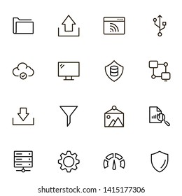 Web hosting line icon set. Collection of high quality black outline logo for web site design and mobile apps. Vector illustration on a white background