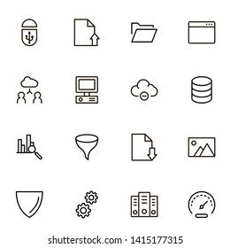 Web hosting line icon set. Collection of high quality black outline logo for web site design and mobile apps. Vector illustration on a white background