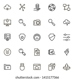 Web hosting line icon set. Collection of high quality black outline logo for web site design and mobile apps. Vector illustration on a white background