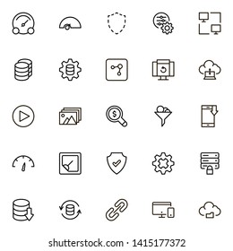 Web hosting line icon set. Collection of high quality black outline logo for web site design and mobile apps. Vector illustration on a white background