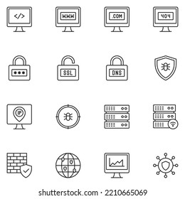 Web Hosting Line Icon Set