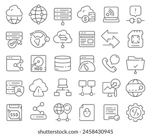 Web hosting line icons collection. Thin outline icons pack. Vector illustration eps10