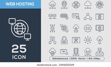 WEB HOSTING line icons collection Vector illustrator