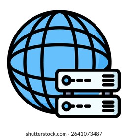 Web hosting lineal color icon. Simple vector icon design in lineal color style. Editable vector format