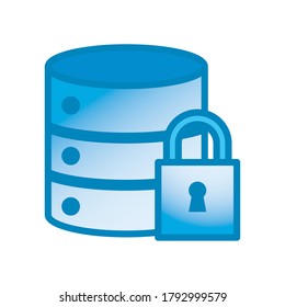 Web hosting with padlock line and gradient style icon design, Data center base security system hardware technology protection and archive Vector illustration