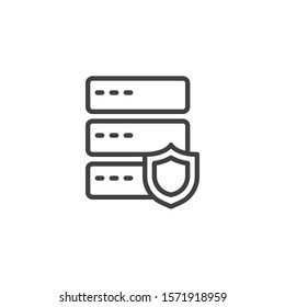 Web hosting protection line icon. linear style sign for mobile concept and web design. Database server security shield outline vector icon. Symbol, logo illustration. Vector graphics
