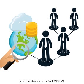 web hosting related icons image, vector illustration