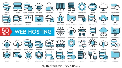 Web-Hosting-Server-Symbol mit Verbindungszeichen für Internet-Cloud-Speicher-Computing