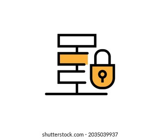 Web hosting server security icon with internet cloud storage computing network connection sign. Concept design style vector illustration elements for website, mobile, banner.

