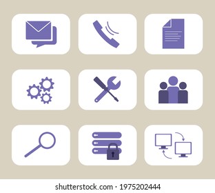 Web hosting and technical support icons. Set of web icons. Vector isolates.