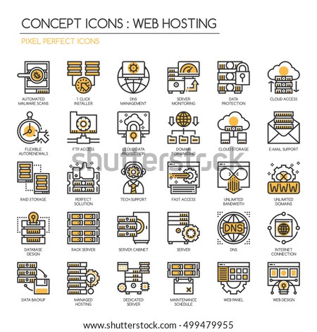 Web hosting , Thin Line and Pixel Perfect Icons