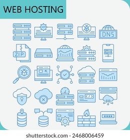 Web hosting vector design icon pack for web service and your business needs