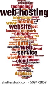 Web hosting word cloud concept. Vector illustration