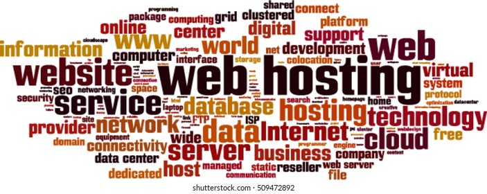 Web hosting word cloud concept. Vector illustration