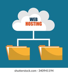 Web housting, cloud computing and technology theme design, vector illustration graphic