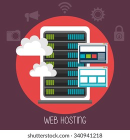 Web housting, cloud computing and technology theme design, vector illustration graphic