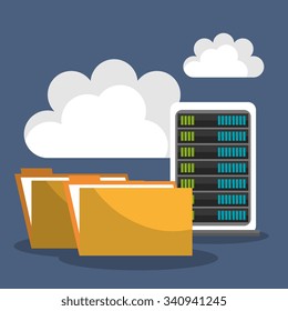 Web housting, cloud computing and technology theme design, vector illustration graphic