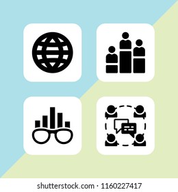 web icon. 4 web set with rank, web site and chat vector icons for web and mobile app