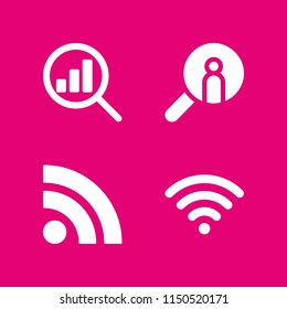web icon. 4 web set with rss, wifi and search vector icons for web and mobile app