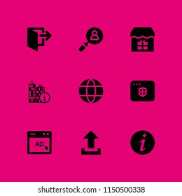 web icon. 9 web set with commerce and shopping, ui, info and browser vector icons for web and mobile app