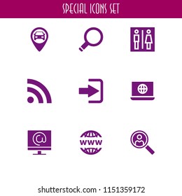 web icon. 9 web set with commerce and shopping, domain registration, login and www vector icons for web and mobile app