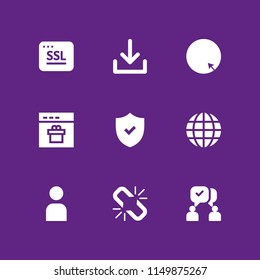web icon. 9 web set with link, ssl, global and internet vector icons for web and mobile app