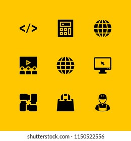 web icon. 9 web set with seo and web, commerce and shopping, e learning and user vector icons for web and mobile app