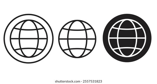 web icon for app, ui and website, web icon, globe symbol, world icon, vector illustration on transparent background	