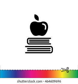Web icon. Apple on books, knowledge icon