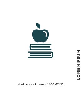 Web icon. Apple on books, knowledge icon