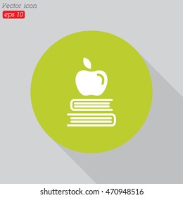 Web icon. Apple on books, knowledge icon