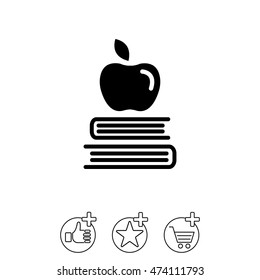Web icon. Apple on books, knowledge icon