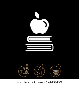 Web icon. Apple on books, knowledge icon