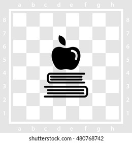 Web icon. Apple on books, knowledge icon