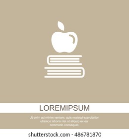 Web icon. Apple on books, knowledge icon