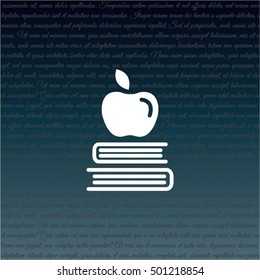 Web icon. Apple on books, knowledge icon