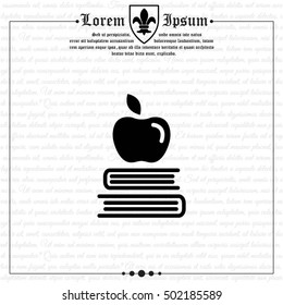 Web icon. Apple on books, knowledge icon