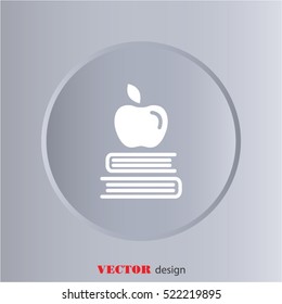 Web icon. Apple on books, knowledge icon