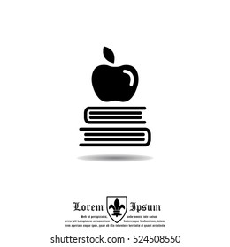 Web icon. Apple on books, knowledge icon