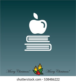 Web icon. Apple on books, knowledge icon