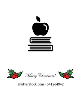 Web icon. Apple on books, knowledge icon